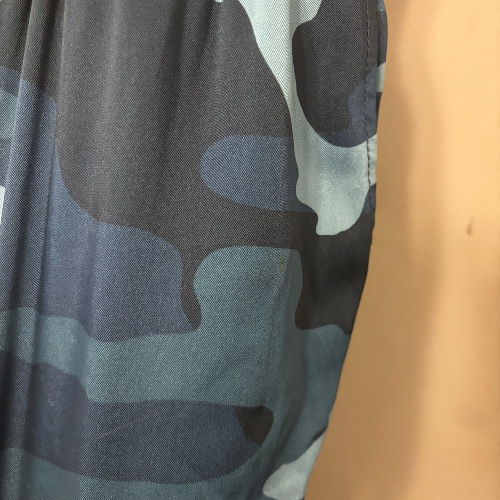 Cinq A Sept Giles High Waist Satin Jogger Pant Womens M Blue Camo Cargo Pocket - Picture 7 of 10